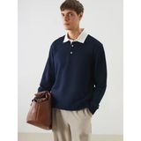 Lcw Vision Lacivert Polo Yaka Uzun Kollu Erkek Sweatshirt