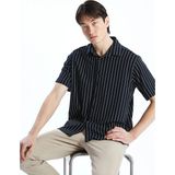 Lcw Vision Lacivert Regular Fit Kısa Kollu Çizgili Erkek Gömlek - XL