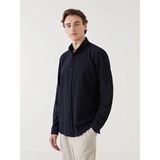 Lcw Vision Lacivert Slim Fit Uzun Kollu Armürlü Erkek Gömlek