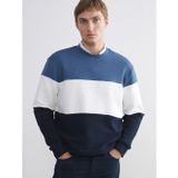 Lcw Vision Mavi Bisiklet Yaka Renk Bloklu Erkek Sweatshirt