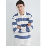 Lcw Vision Mavi Polo Yaka Çizgili Erkek Sweatshirt