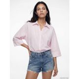 LCW Vision Pembe Çizgili Oversize Poplin Kadın Gömlek