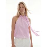 Lcw Vision Pembe Halter Yaka Ekose Fiyonk Detaylı Bluz
