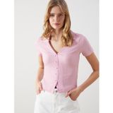Lcw Vision Pembe Polo Yaka Dokulu Kadın Bluz