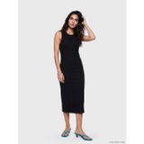 Lcw Vision Siyah Bisiklet Yaka Fitilli Bodycon Elbise