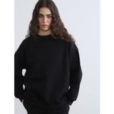 Lcw Vision Siyah Bisiklet Yaka Oversize Kadın Kalın Sweatshirt