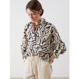 LCW Vision Siyah Desenli Oversize Kadın Gömlek