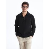 Lcw Vision Siyah Polo Yaka Uzun Kollu Erkek Sweatshirt