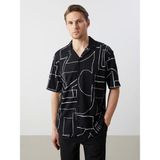 Lcw Vision Siyah Regular Fit Kısa Kollu Desenli Erkek Gömlek