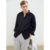 Lcw Vision Siyah Slim Fit Uzun Kollu %100 Keten Erkek Gömlek