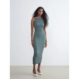 Lcw Vision Yeşil Bisiklet Yaka Büzgülü Bodycon Elbise
