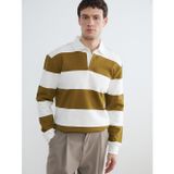 Lcw Vision Yeşil Polo Yaka Çizgili Erkek Sweatshirt