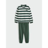 Lcw Yeşil Bisiklet Yaka Çizgili Erkek Çocuk Sweatshirt ve Eşofman Altı - 10 - 11 Yaş