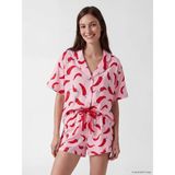 Lcw Young Pembe Gömlek Yaka Kadın Şortlu Pijama Takımı