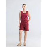 Lcwaıkıkı Basic Bordo Beli Lastikli Kadın Şort