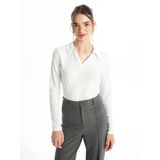 Lcwaıkıkı Basic Ekru Polo Yaka Düz Uzun Kollu Kadın Body
