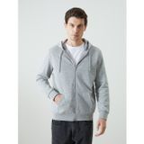 Lcwaıkıkı Basic Gri Kapüşonlu Uzun Kollu Erkek Fermuarlı Sweatshirt