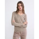 Lcwaıkıkı Basic Kahverengi V Yaka Kadın Body