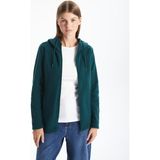 Lcwaıkıkı Basic Kapüşonlu Kadın Fermuarlı Sweatshirt - Dropsuz - XL - Dark Green