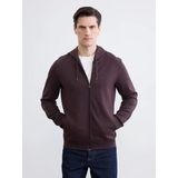 Lcwaıkıkı Basic Mürdüm Kapüşonlu Erkek Fermuarlı Sweatshirt