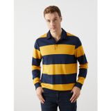 Lcwaıkıkı Basic Sarı Polo Yaka Uzun Kollu Çizgili Erkek Sweatshirt