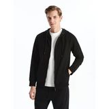 Lcwaıkıkı Basic Siyah Kapüşonlu Uzun Kollu Erkek Fermuarlı Sweatshirt