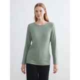 LCWAIKIKI Basic Yeşil Bisiklet Yaka Kadın Body
