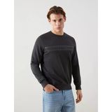 Lcwaıkıkı Classic Antrasit Bisiklet Yaka Baskılı Erkek Kalın Sweatshirt