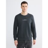 LCWAIKIKI Classic Antrasit Bisiklet Yaka Baskılı Erkek Sweatshirt