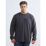 Lcwaıkıkı Classic Antrasit Büyük Beden Bisiklet Yaka Baskılı Erkek Sweatshirt