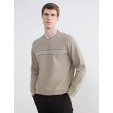 Lcwaıkıkı Classic Bej Bisiklet Yaka Baskılı Erkek Sweatshirt