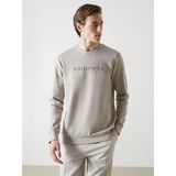 Lcwaıkıkı Classic Bej Bisiklet Yaka Uzun Kollu Baskılı Erkek Sweatshirt