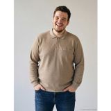 Lcwaıkıkı Classic Bej Büyük Beden Polo Yaka Erkek Sweatshirt