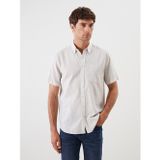Lcwaıkıkı Classic Bej Regular Fit Kısa Kollu Armürlü Erkek Gömlek