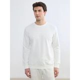 Lcwaıkıkı Classic Beyaz Bisiklet Yaka Baskılı Erkek Sweatshirt