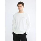 Lcwaıkıkı Classic Beyaz Bisiklet Yaka Nakışlı Erkek Sweatshirt
