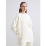 Lcwaıkıkı Classic Beyaz Bisiklet Yaka Oversize Kadın Triko Kazak