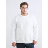 Lcwaıkıkı Classic Beyaz Büyük Beden Bisiklet Yaka Baskılı Erkek Kalın Sweatshirt