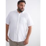 Lcwaıkıkı Classic Beyaz Büyük Beden Regular Fit Kısa Kollu Keten Karışımlı Erkek Gömlek