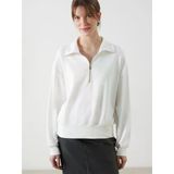 Lcwaıkıkı Classic Beyaz Dik Yaka Oversize Kadın Sweatshirt