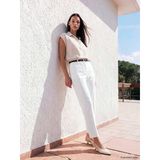 Lcwaıkıkı Classic Beyaz Kemerli Havuç Kesim Kadın Gabardin Pantolon