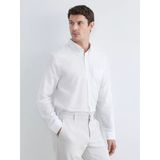 Lcwaıkıkı Classic Beyaz Regular Fit Keten Karışımlı Erkek Basic Gömlek