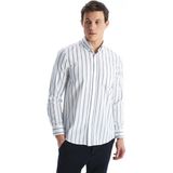 Lcwaıkıkı Classic Beyaz Regular Fit Uzun Kollu Çizgili Erkek Gömlek