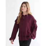Lcwaıkıkı Classic Bordo Bağlamalı Yaka Oversize Fırfırlı Bluz