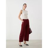 Lcwaıkıkı Classic Bordo Beli Lastikli Geniş Paça Kadın Pantolon
