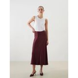 Lcwaıkıkı Classic Bordo Beli Lastikli Saten Etek