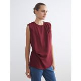 Lcwaıkıkı Classic Bordo Bisiklet Yaka Büzgülü Bluz