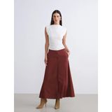 Lcwaıkıkı Classic Bordo Loose Fit A Kesim Müslin Etek