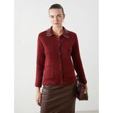 Lcwaıkıkı Classic Bordo Polo Yaka Taşlı Kadın Triko Hırka
