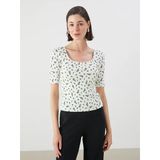 Lcwaıkıkı Classic Ekru U Yaka Çiçekli Kadın Body